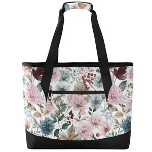 Sacs isothermes à fermeture éclair avec doublure en PEVA, motif floral, faible MOQ, grande capacité, portables, impression à la demande, sacs de pique-nique écologiques - Product Image 3