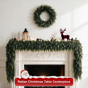 Guirlandes de Noël en plastique Elonna 9M, aspect réaliste, toucher réel, guirlande d'hiver pour Noël, durable, décoration artificielle pour intérieur/extérieur - Product Image 4
