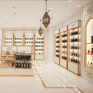 Conception moderne de magasin de parfums de luxe avec vitrine d'exposition à éclairage LED et solutions de comptoirs de magasin - Product Image 3