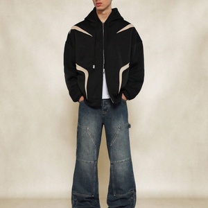 Sudadera con capucha para hombre, estilo urbano vintage, oversize, con estampado gráfico personalizado, hombros caídos, corte holgado y corto, cortavientos de invierno con cremallera - Product Image 2