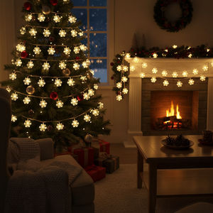 Luci a stringa a LED a forma di fiocco di neve da 20 piedi (6 metri) con 40 LED, a batteria, per decorazioni natalizie, camera da letto, feste e uso domestico - Product Image 4