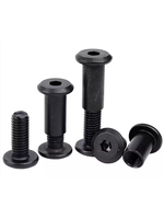 Vis Chicago M6x16mm noires à tête hexagonale, jeu d'écrous mâle et femelle pour meubles