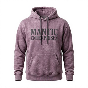 Sweat-shirt à capuche personnalisé pour homme en polaire polyester/coton avec design délavé, séchage rapide et écologique, mode vintage automne - Product Image 1
