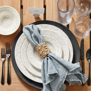 Wholesale 45*45cm 100% Linen Napkins Embroidery Tassel Customizable Colors Handmade Hemstitch Technique Hotel Wedding Table - Product Image 5