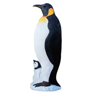 Nieuwe Collectie Hand Vervaardigd Fiberglass Resin Realistische Levensgrote Pinguïn Standbeeld Dier Sculptuur Voor Tuin Decoratie