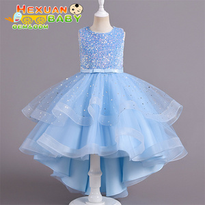 Abito da bambina in stile occidentale con coda, <span class=keywords><strong>elegante</strong></span> vestito girocollo per bambine, design per bambine di 10 anni - Product Image 2