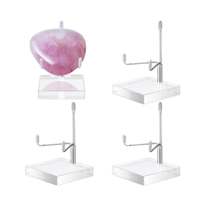 Hivillexun Phong Cách Hiện Đại Kim Loại cánh tay Hiển thị đứng với <span class=keywords><strong>Acrylic</strong></span> cơ sở tinh thể rõ ràng tấm đánh bóng đá hiển thị geodes điều chỉnh - Product Image 1