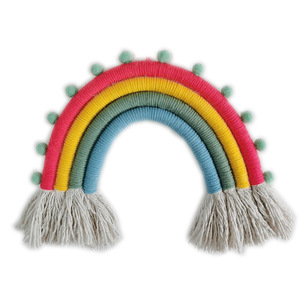 <span class=keywords><strong>Amazon</strong></span> Wholesale Custom Cotton Handmade Baby Bohemian Tapestry Wall Hanging <span class=keywords><strong>Macrame</strong></span> Rainbow - Product Image 1