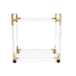 <span class=keywords><strong>Chariot</strong></span> d'hôtel en acrylique transparent fabriqué sur mesure en usine <span class=keywords><strong>Chariot</strong></span> <span class=keywords><strong>de</strong></span> service en acrylique <span class=keywords><strong>de</strong></span> luxe au design moderne pour salle à manger - Product Image 2