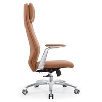 Chaise de bureau exécutive moderne à dossier haut en alliage d'aluminium, ergonomique, en cuir, avec appui-tête réglable, confortable, pivotante, pour hôtel