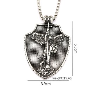Colgante de Acero Inoxidable Vintage con Escudo de Arcángel, Collar Unisex de Protección, Joyería de Regalo, Amuleto de Moda - Product Image 5