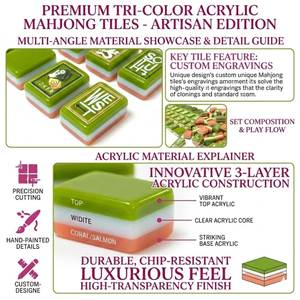 Tuiles <span class=keywords><strong>de</strong></span> Mahjong Américaines Artistiques <span class=keywords><strong>de</strong></span> Luxe, Ensemble Standard <span class=keywords><strong>de</strong></span> 160 Tuiles, Design Personnalisé en Acrylique à 4 Couches pour Fêtes à Domicile et Cadeaux - Product Image 2