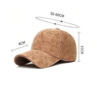 Gorra de Béisbol Retro de Pana Ajustable Unisex Estilo Hip Hop con Cierre a Presión para Calle
