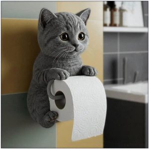 Portarrollos de Papel Higiénico con Diseño de Gato, Ecológico, de Resina, para Montar en la Pared, Almacenamiento para Baños, Decoración del Hogar - Product Image 2
