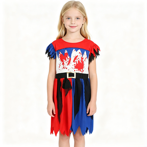 Disfraz de Pirata Sangriento para Niños, Vestido Desgarrado <span class=keywords><strong>Rojo</strong></span> y Azul con Estampado de Salpicaduras de <span class=keywords><strong>Sangre</strong></span> - Product Image 6