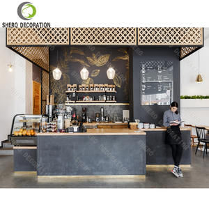 Design d'intérieur moderne pour café, comptoir de bar à café personnalisé, mobilier avec vitrine de style bois pour café - Product Image 2