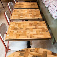 Foshan pas cher prix table à manger en bois massif haut rectangle restaurant table haut en bois