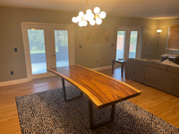 Table de salle à manger en bois massif de noyer à bord naturel, prix d'usine, mobilier de cuisine de luxe