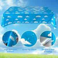 Nappe de fête bleu ciel nuage blanc, couverture de table en plastique réutilisable, rectangulaire, imperméable, décoration de banquet