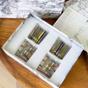 Ensemble de verres en verre, 4 pièces, design rayé coloré, verres à eau en cristal avec boîte cadeau pour la maison, le bar et les cadeaux, ensemble cadeau de luxe - Product Image 1
