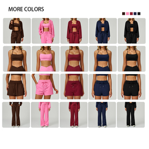 Completo Sportivo da <span class=keywords><strong>Donna</strong></span> all'Ingrosso, <span class=keywords><strong>Tuta</strong></span> da Corsa 4 Pezzi con Giacca a Maniche Lunghe con Zip, Top <span class=keywords><strong>Fitness</strong></span> e Pantaloni con Coulisse, Completo da Yoga - Product Image 3