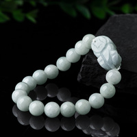 Bracelet Pixiu porte-bonheur en jadéite de qualité supérieure pour femme, style ethnique, bijoux fins perlés avec perles de jadéite de Birmanie naturelle effet glace