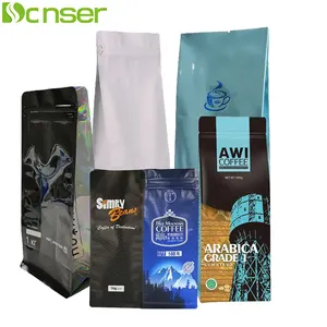 Vente chaude impression personnalisée ensemble de 1kg pour sacs d'emballage de grains de café spécialisés feuille 100g 250g 500g 1kg sacs de café avec valve