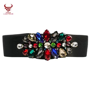 Wholesale Belt Elastic Shiny Wide Belts Crystal Women Ceinture Femme Rhinestone Belt Women