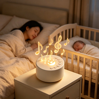 Machine à bruit blanc pour bébé et adulte, veilleuse RGB en plastique à piles avec projection étoiles et lune, 18 mélodies apaisantes, aide au sommeil