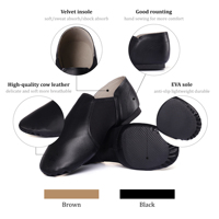 Chaussures de jazz Dynadans antidérapantes à fentes, en cuir, à enfiler, pour femmes et hommes, en stock pour la vente en gros (UE et États-Unis)