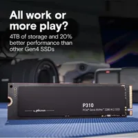 Disque SSD interne 4 To PCIe Gen4 NVMe M2 2280 en plastique, 6600 Mo/s pour PC portable