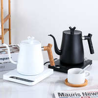 Bouilloire électrique intelligente en acier inoxydable de 1 litre avec bec flexible col de cygne et poignée longue, design moderne et minimaliste pour la préparation de boissons