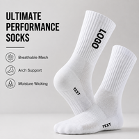 Chaussettes athlétiques côtelées personnalisées EM ODM avec logo et texte, semelle à coussinets en grille, chaussettes respirantes en maille pour les sports d'équipe, l'entraînement quotidien