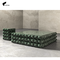 Tostone Table basse carrée atmosphérique exquise en marbre vert Verde Alpi naturel pour décoration intérieure et extérieure