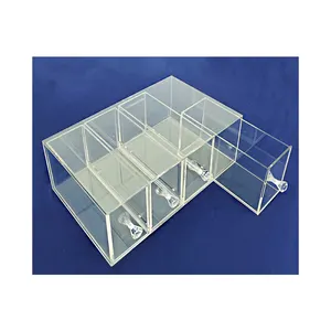 Acrylic Bulk Food Drawer Box With 4 Compartments Acrylic Stackable Containers Lucite Candy Drawer Bread Box With Handle