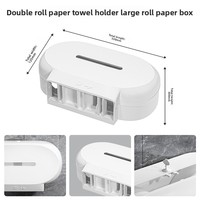 Distributeur mural de papier toilette double rouleau avec plateau ovale, sans perçage, en plastique, pour toilettes commerciales