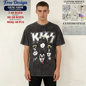 T-shirt vintage tissé, streetwear américain hip-hop, mode, 100% coton, coupe ample, respirant, écologique, pour homme, vêtements d'été - Product Image 1