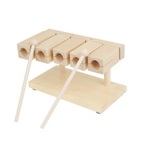 Instrument de percussion Orff, petit bloc de bois à cinq tons, poli à la main, en bois d'érable, couleur naturelle, bâton de rythme musical - Product Image 1