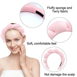 女性用スパヘッドバンド スポンジスパテリータオル生地ヘッドバンド スキンケア フェイスメイク用ヘッドバンド ヘアフープ - Product Image 4