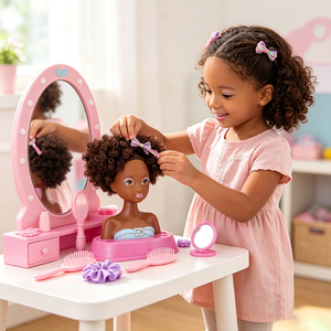 <span class=keywords><strong>Tête</strong></span> de poupée <span class=keywords><strong>à</strong></span> <span class=keywords><strong>coiffer</strong></span> cheveux <span class=keywords><strong>afro</strong></span> bouclés pour peaux foncées, 20 pièces, <span class=keywords><strong>jouet</strong></span> de salon de coiffure, poupée mode pour filles adorables - Product Image 5