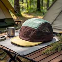 Casquette de camping personnalisée imperméable à 7 panneaux, séchage rapide, maille respirante, visière plate, légère, pour activités de plein air, randonnée, trekking, unisexe, vente en gros