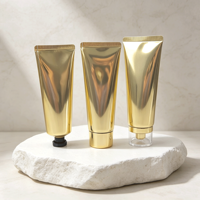 Tube cosmétique souple en aluminium, personnalisé, imprimé sérigraphié, électroplaqué or et argent, avec bouchon à vis, vide, vente en gros
