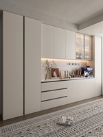Aparador de Madera Ecológico de Diseño Libre, Mueble Moderno con Luces LED de Alto Brillo para Sala de Estar y Comedor