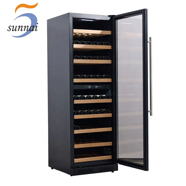 Sunnai Factory Wholesale Professional Compressor Freestanding Dual Zone Wine Cooler Refrigerator