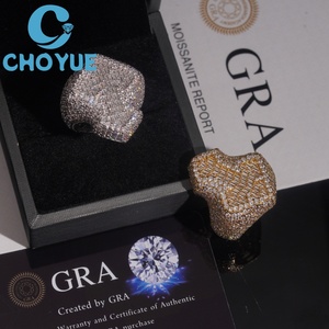 Iced Out Lab Diamond <b>Cross</b> <b>Ring</b> Solid Sterling <b>Silver</b> 925 Gold Plated <b>Cross</b> Lad Grown Diamond <b>Ring</b> Hip Hop Jewelry - Product Image 1