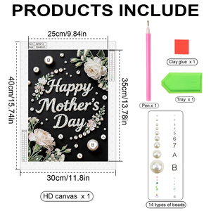 Kit de Peinture Diamant Floral Perle et Pois Joyeuse Fête des Mères <span class=keywords><strong>avec</strong></span> Texte de Vœux pour Décoration Murale DIY et Cadeau - Product Image 4