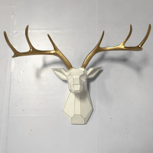 Usine Guangzhou Sculpture murale moderne de style chinois Découpe géométrique Tête de <span class=keywords><strong>cerf</strong></span> animal 3D Décoration intérieure pour Offre Spéciale - Product Image 4