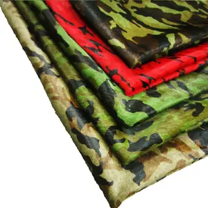Camouflage leather horse fur printed leather clothing fabric Genuine Leather
