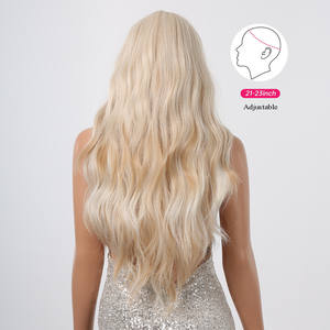 Live <span class=keywords><strong>Action</strong></span> Photo Jaune Blonde Obrem Wave <span class=keywords><strong>Perruque</strong></span> Frange Bouclée Mat Mélange Haute Densité Résistant À La Chaleur Fibre Layered <span class=keywords><strong>Perruque</strong></span> Rayée - Product Image 6