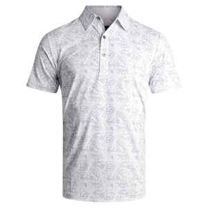 Camisa Polo de Golf Blanca con Estampado Floral para Hombre, Manga Corta, Transpirable, de Algodón Tejido, Informal, Ropa de Golf - Product Image 1